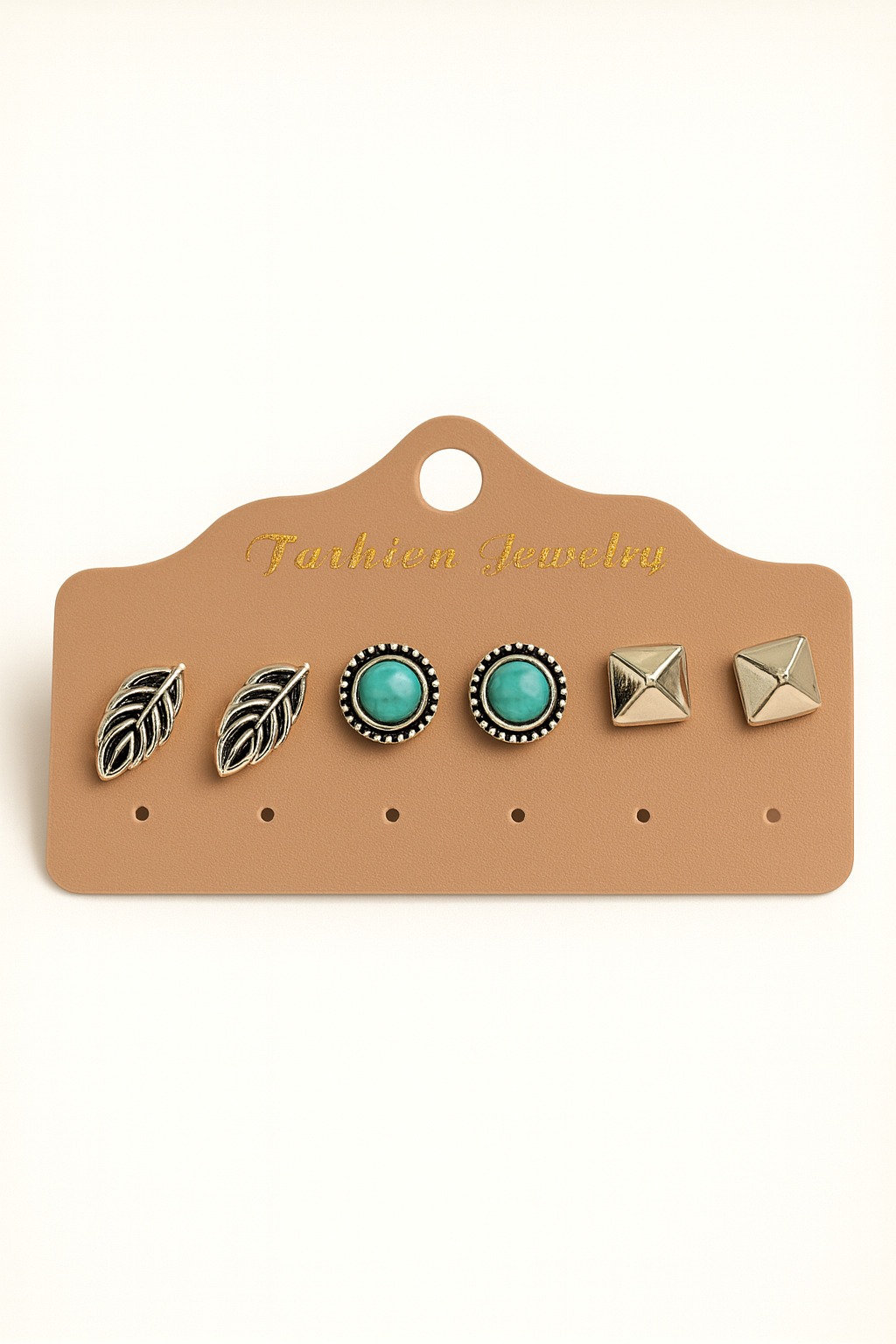 Turquoise Leaf Trio Stud Set