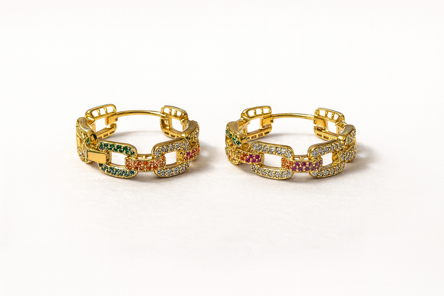 Rainbow Crystal Link Hoops