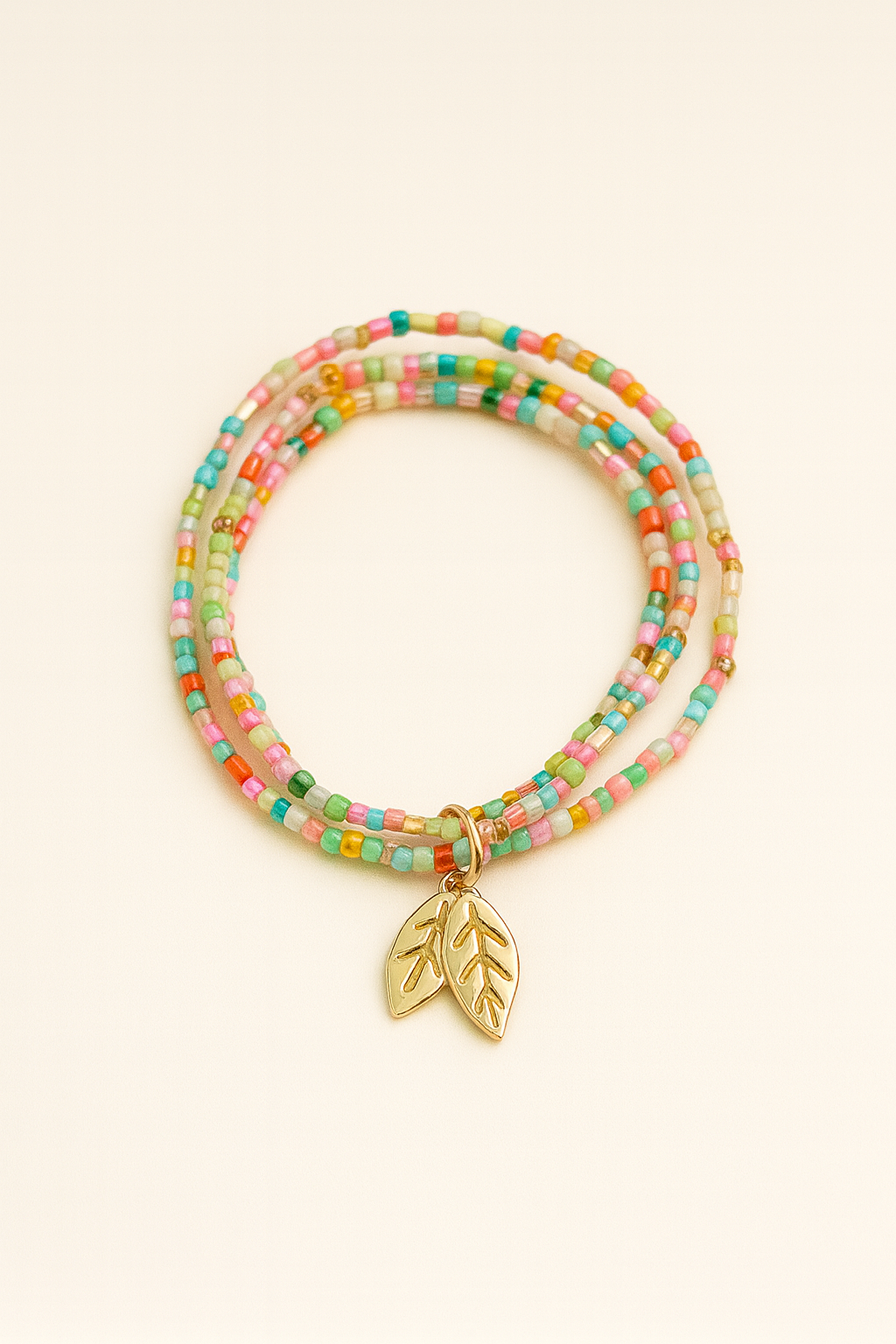 Leaf Aura Beaded Wrap Bracelet