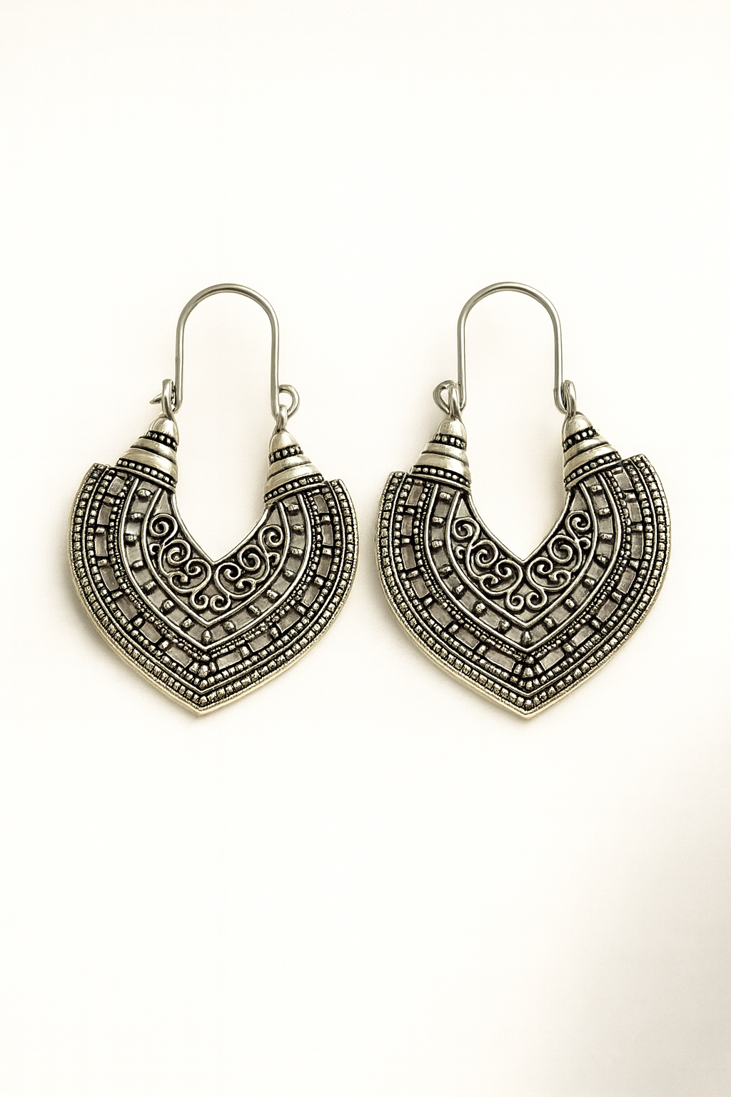 Silver Mandala Drop Earrings