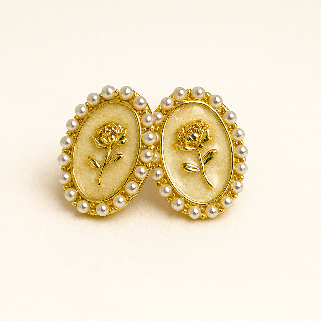 Vintage Rose Pearl Studs