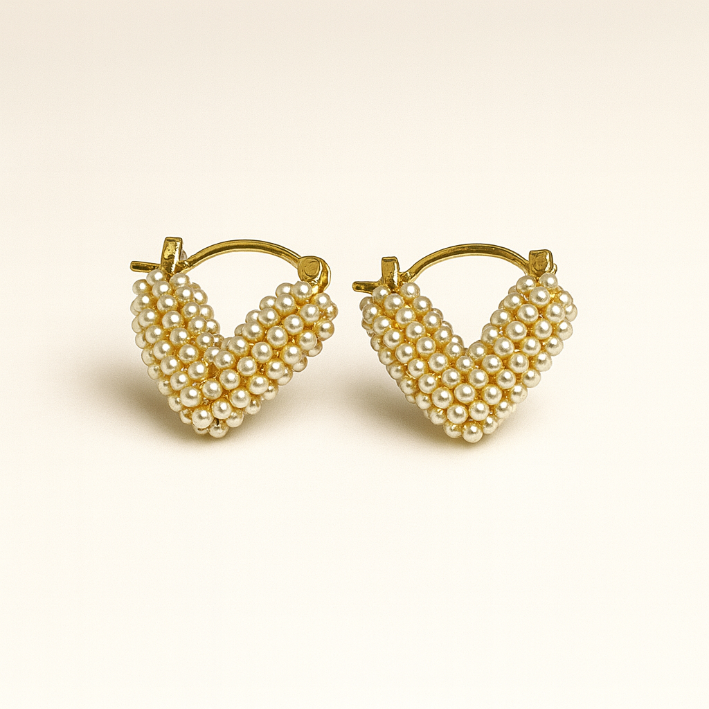 Pearl Heart Hoop Earrings