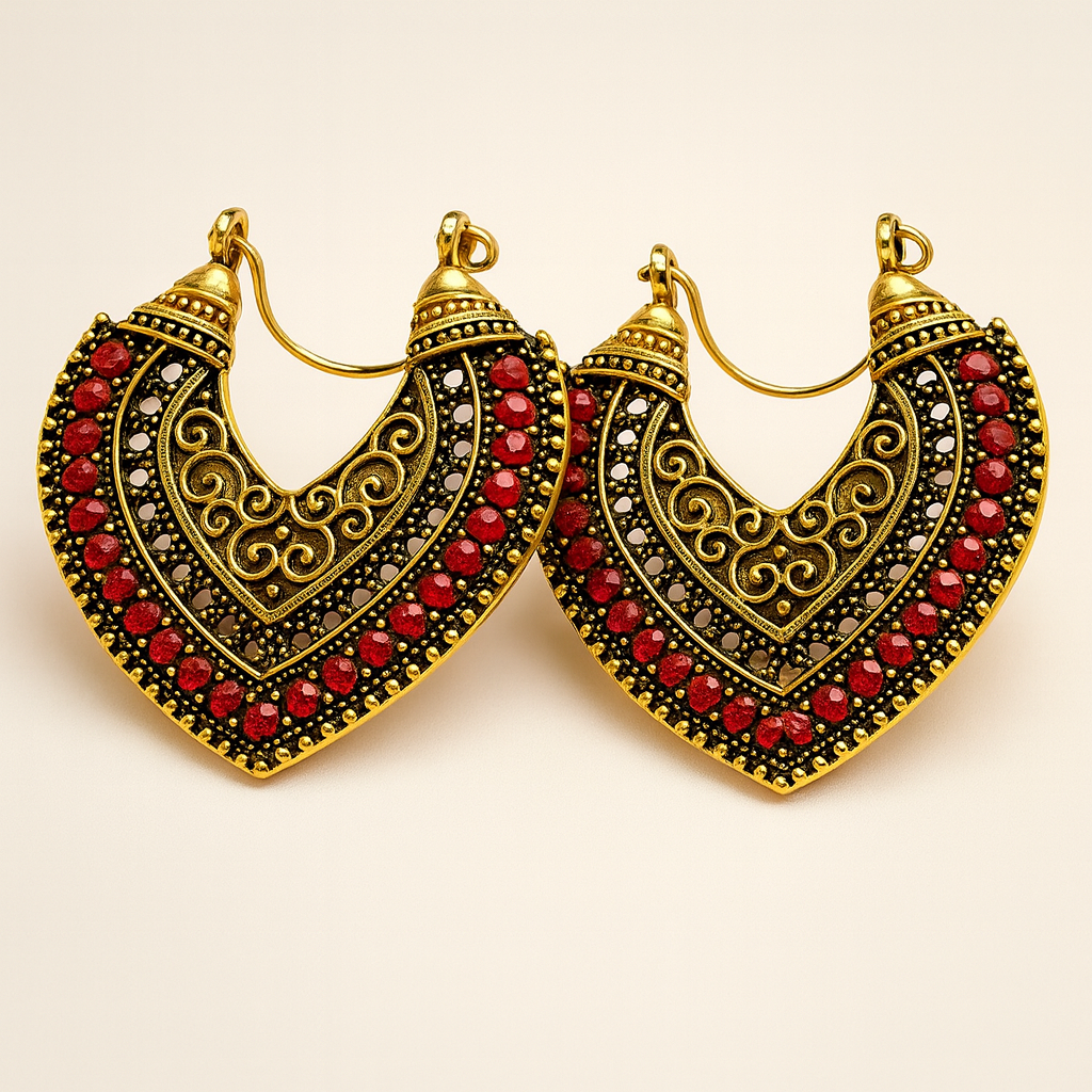 Royal Ruby Vintage Hoop Earrings