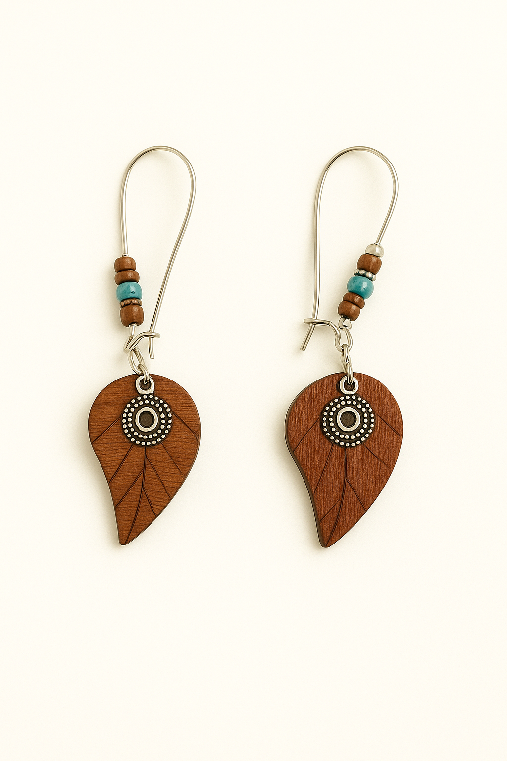 Rustic Teardrop Wooden Boho Earrings